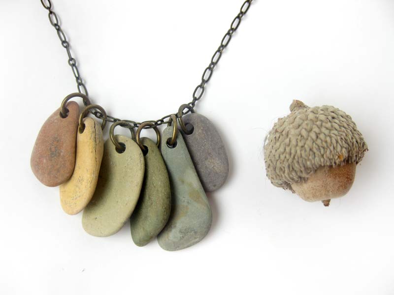 Colorful, natural river stone necklace for artistic souls. (Handmade from natural beach stone by Jenny Hoople, click through to buy one for yourself!)