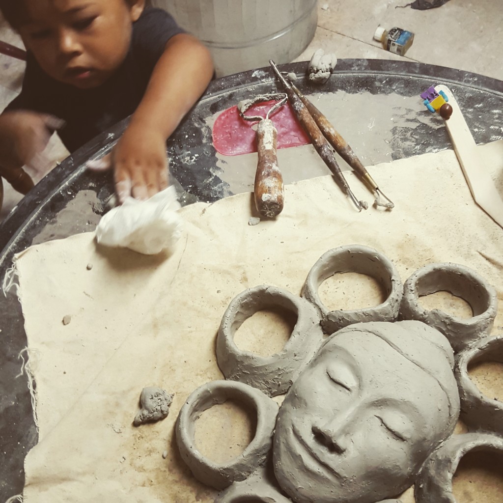 What does a 3-dimensional mandala look like? Baby helps mama find out! Work in progress by Jenny Hoople of Authentic Arts