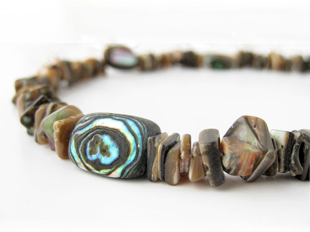 Mens abalone shell necklace by Jenny Hoople of Authentic Arts