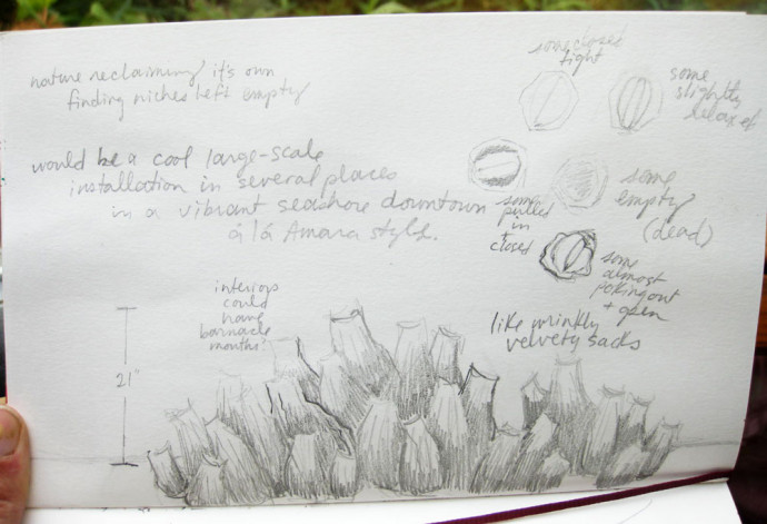 Sculpture plans, sketchbook page from Jenny Hoople