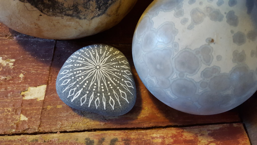 Mandala stone sculptures by Jenny Hoople of Authentic Arts